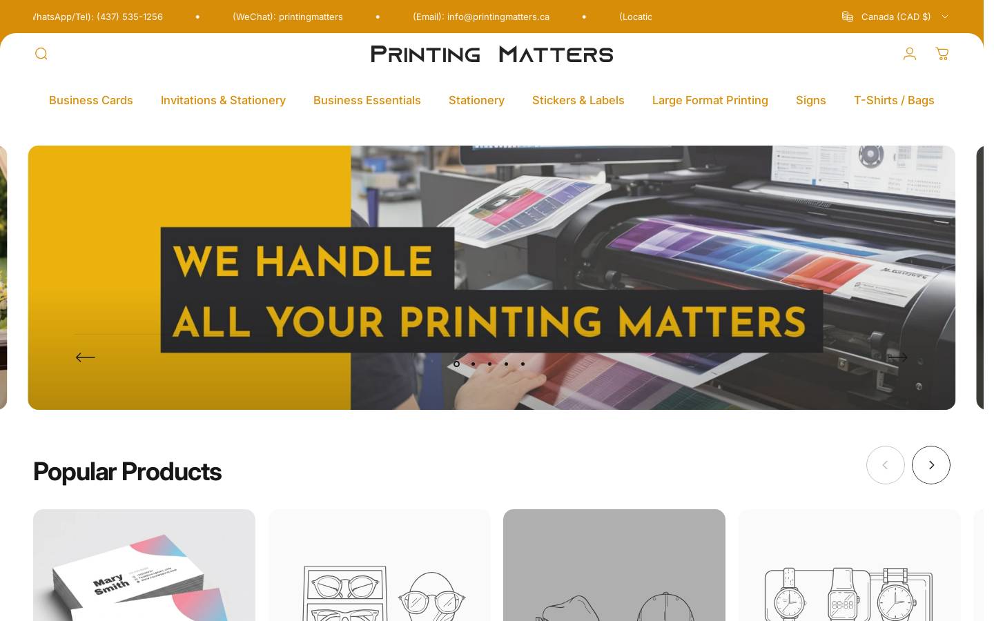 printingmatters.ca homepage screenshot