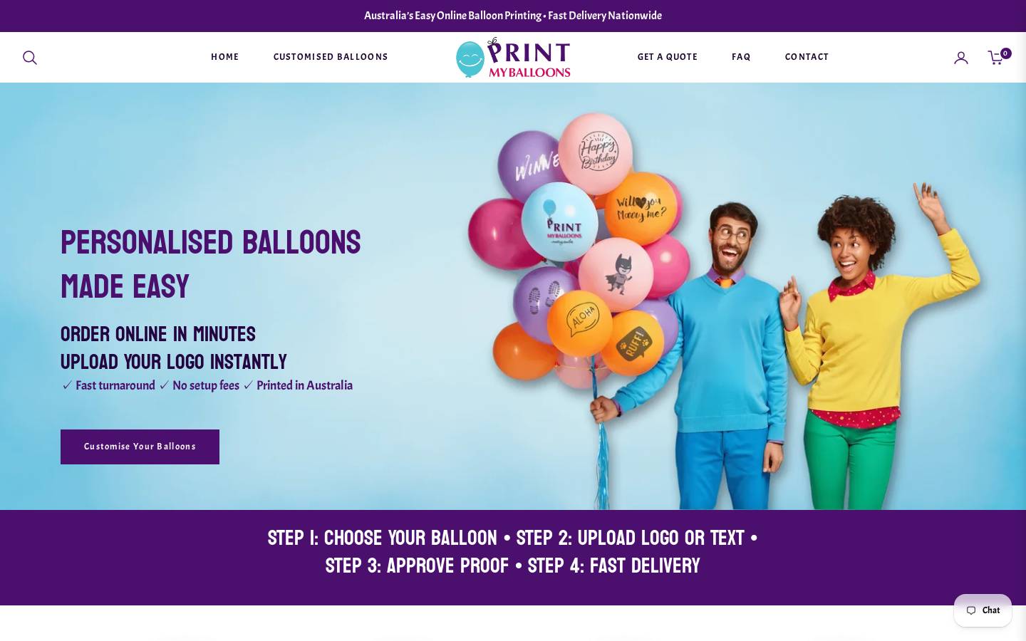 printmyballoons.com.au homepage screenshot