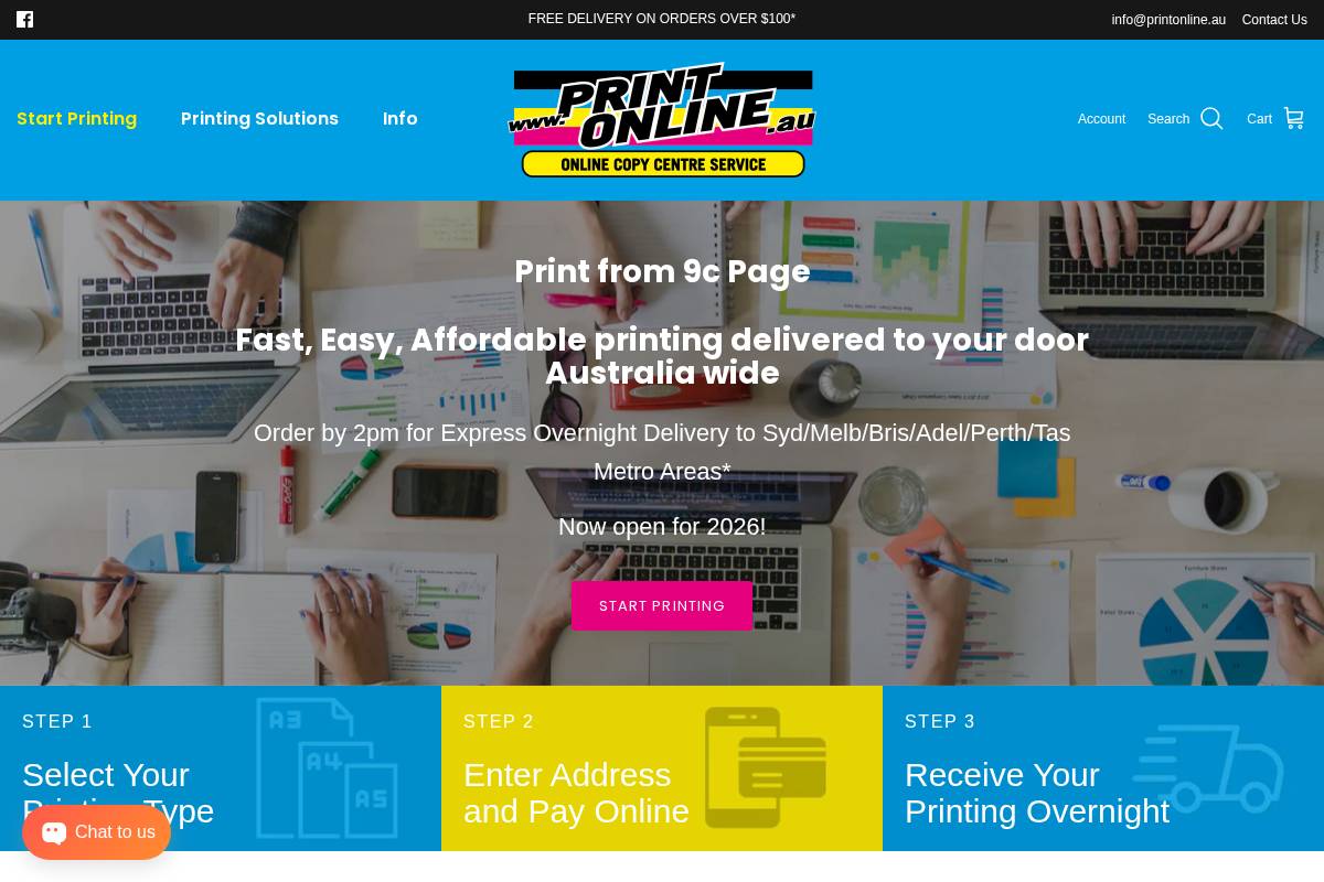 Printonline homepage screenshot