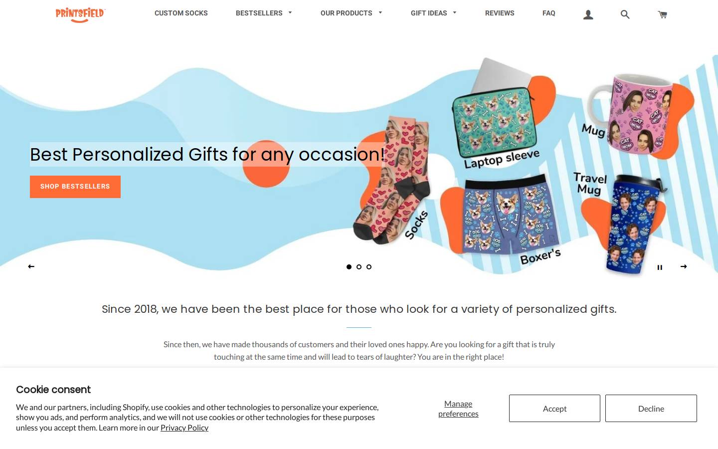PrintsField homepage screenshot