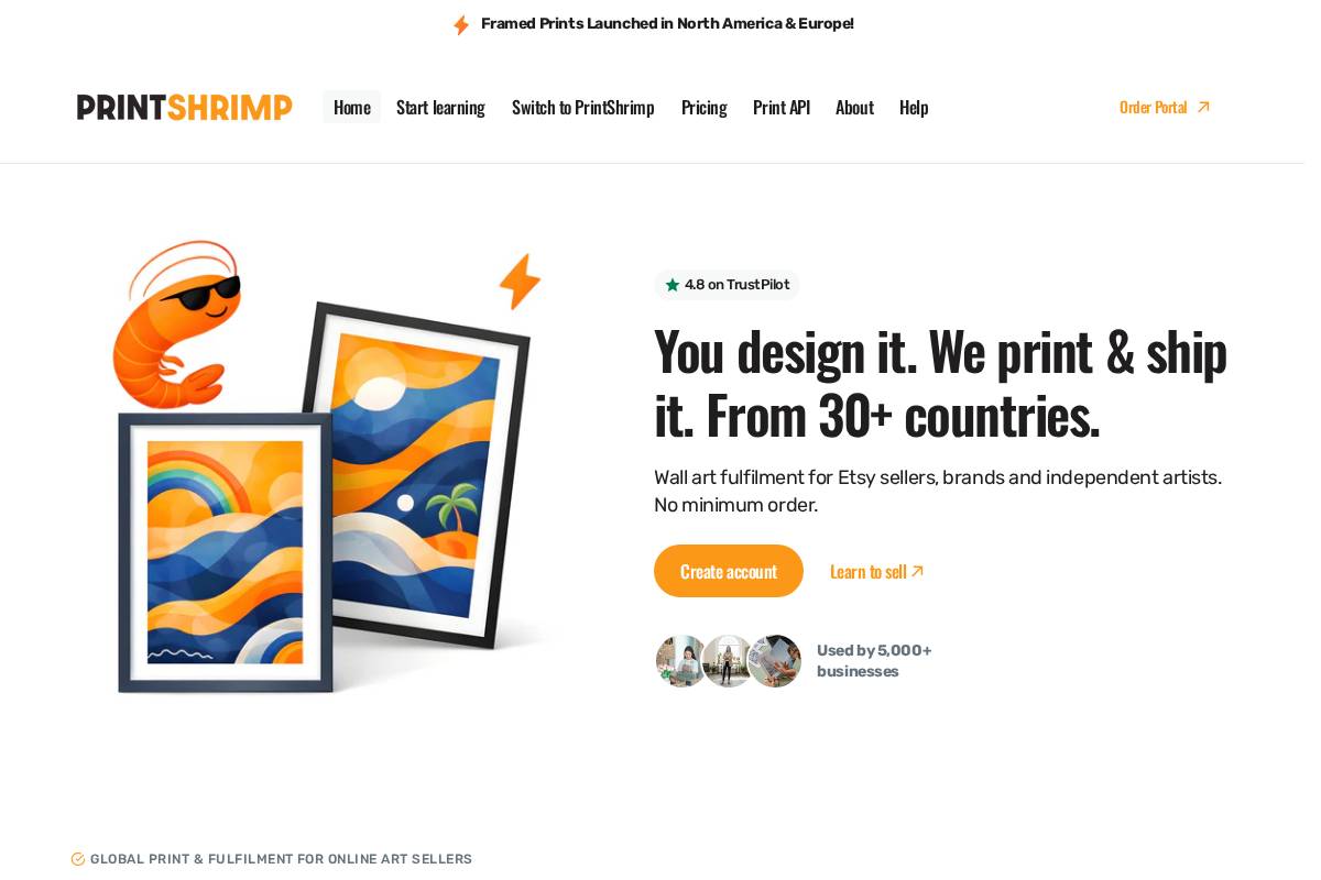 PrintShrimp homepage screenshot