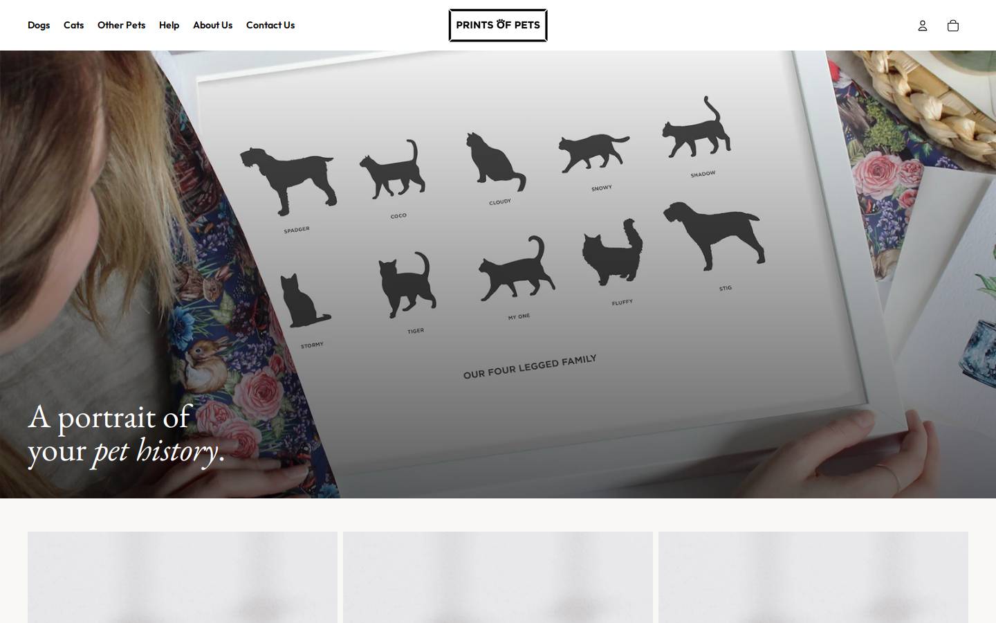 printsofpets.com homepage screenshot