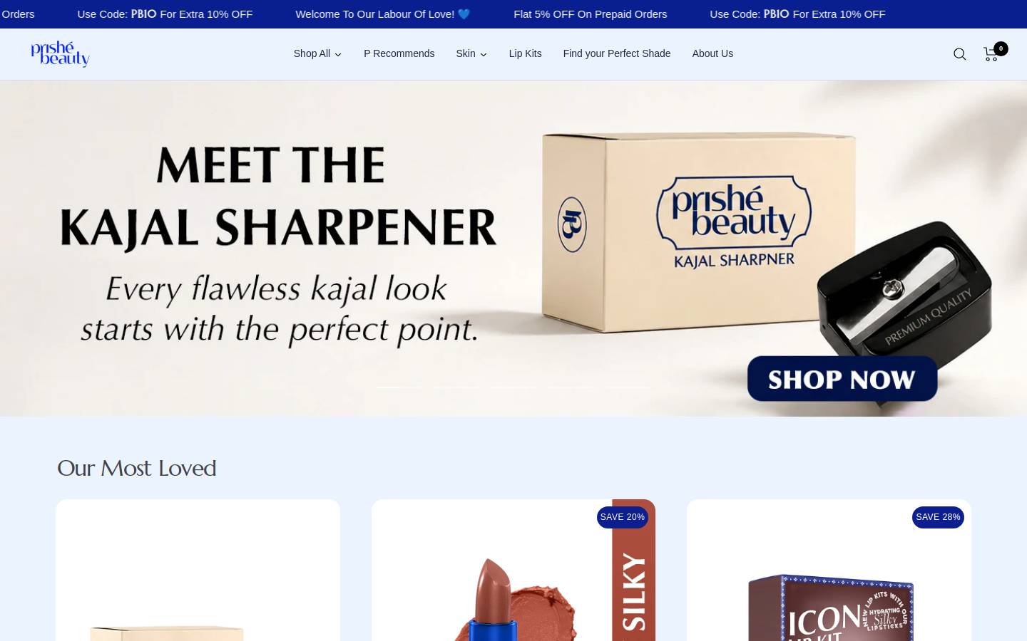 prishebeauty.com homepage screenshot