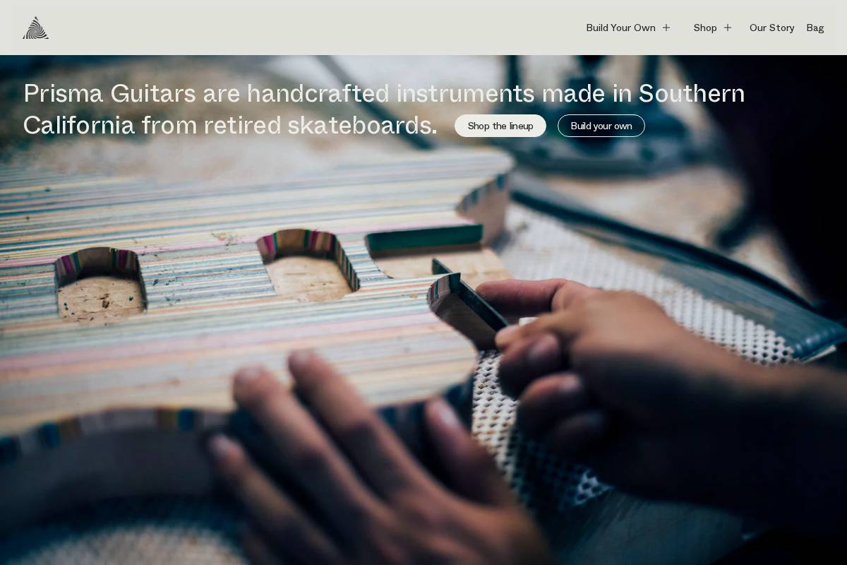 prismaguitars.com homepage screenshot
