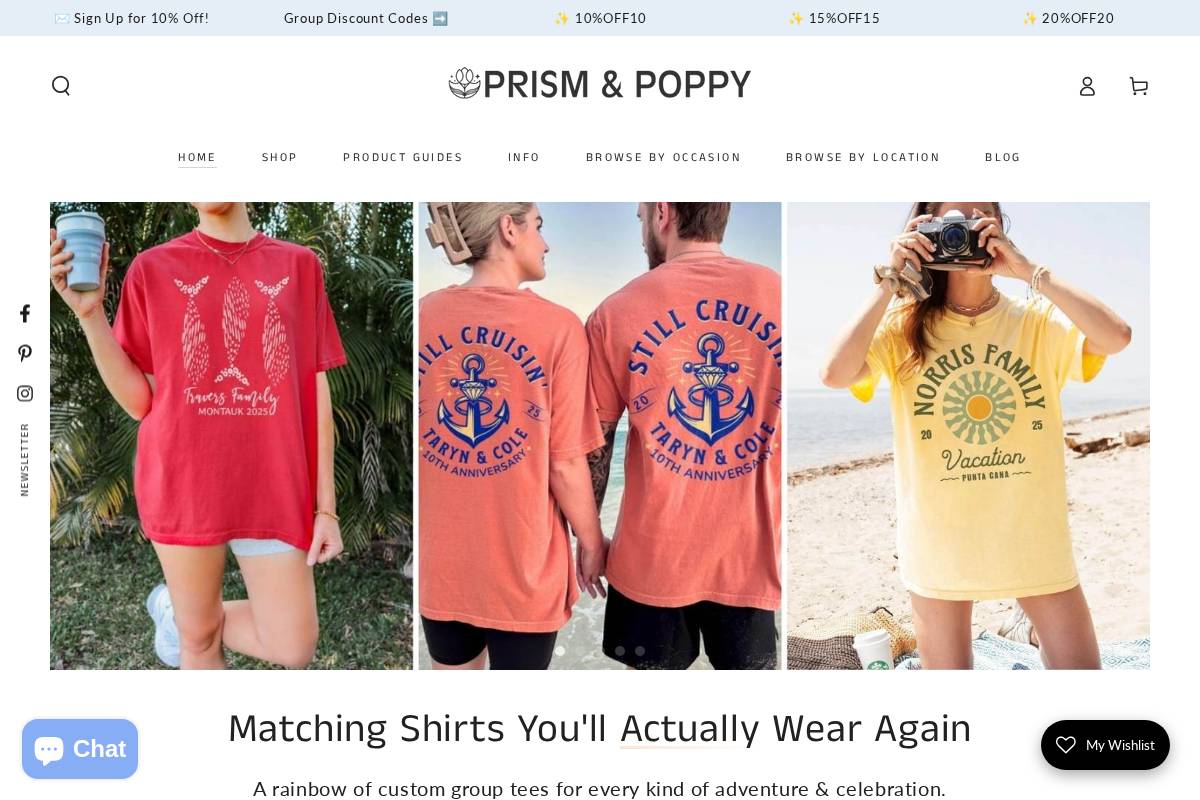 prismandpoppy.com homepage screenshot