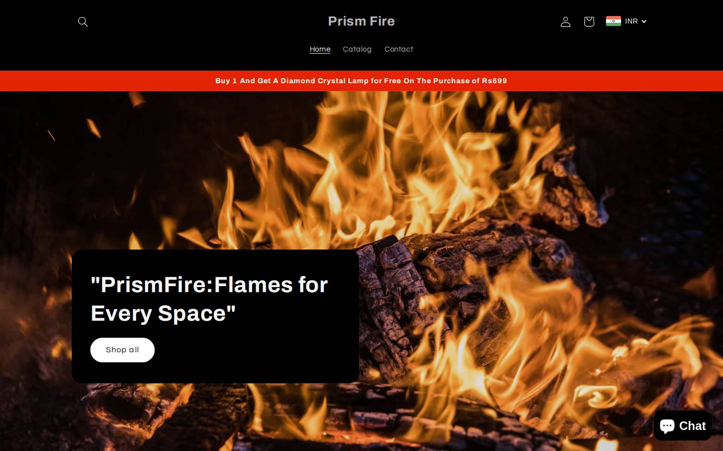 prismfire.in homepage screenshot