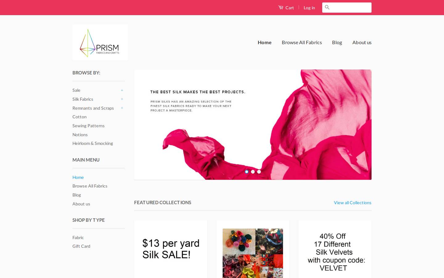 prismsilks.com homepage screenshot