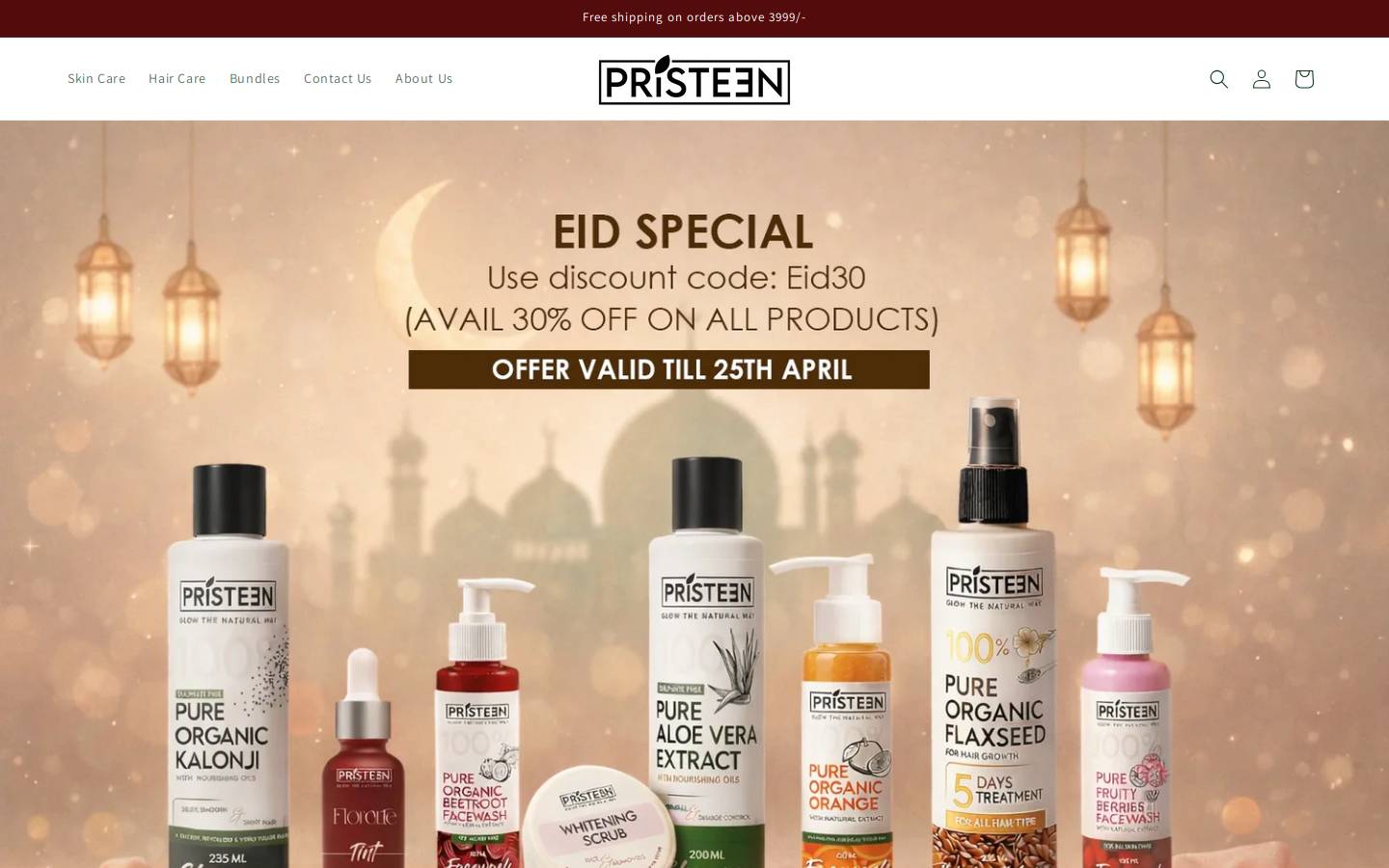 pristeenstore.com homepage screenshot