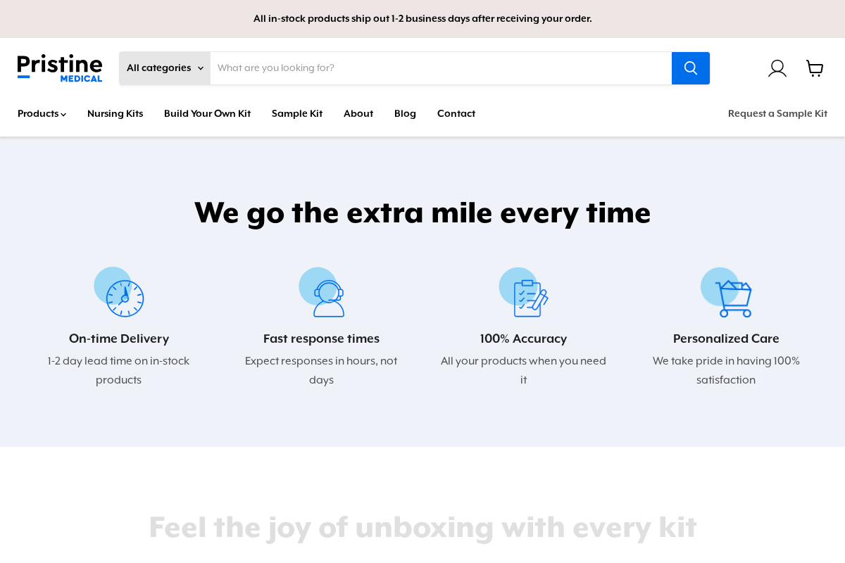 Pristine Medical homepage screenshot