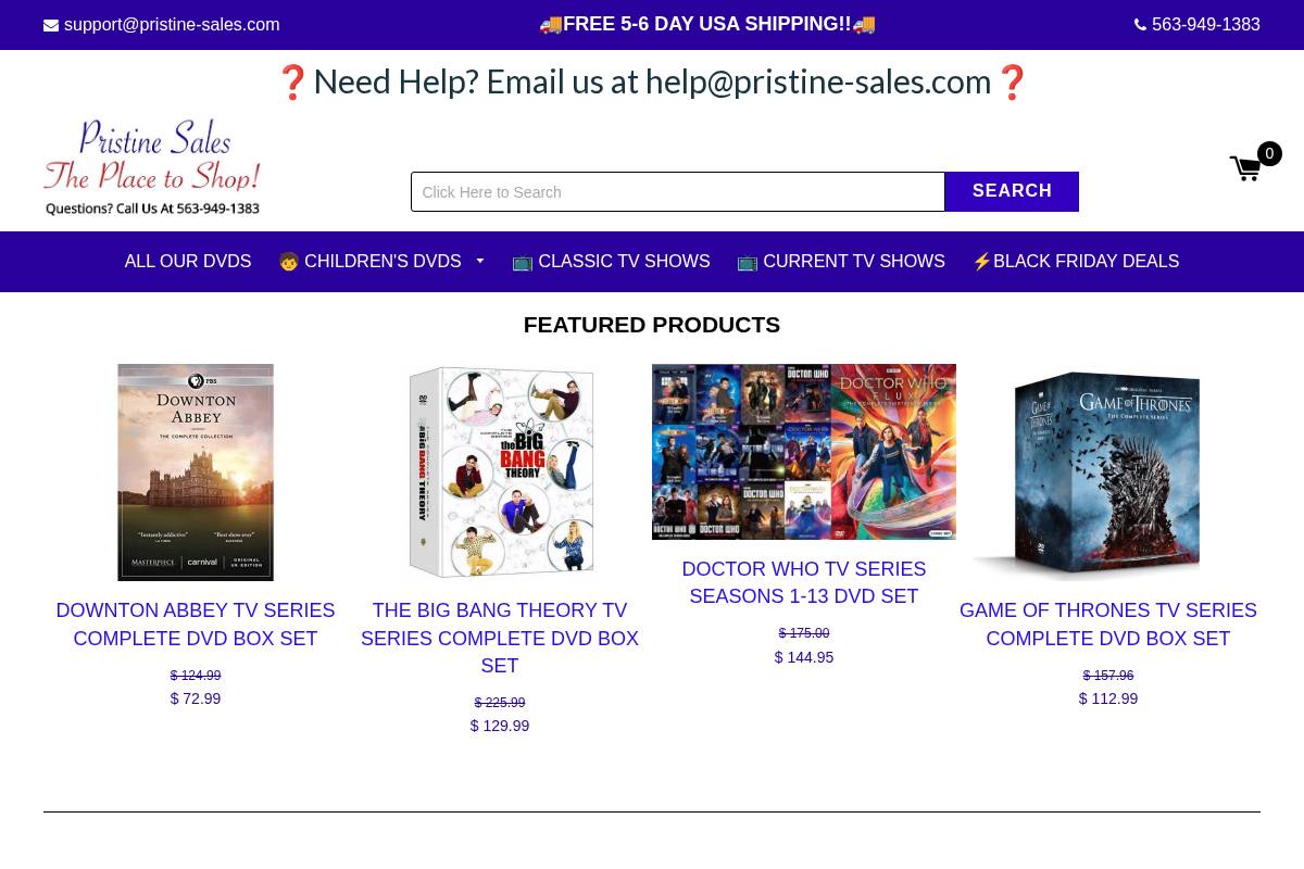 Pristine Sales homepage screenshot
