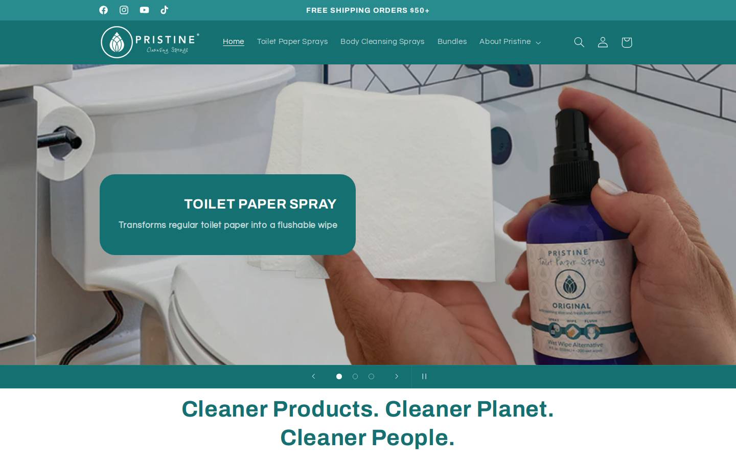 pristinesprays.com homepage screenshot