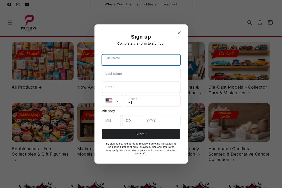 prithvienterprises.co.in homepage screenshot