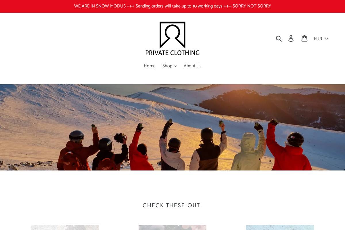 privateclothing.eu homepage screenshot
