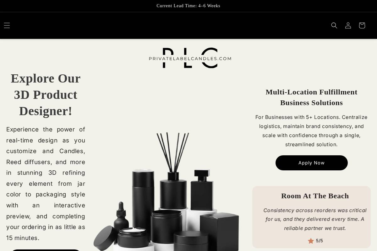 Privatelabelcandles homepage screenshot