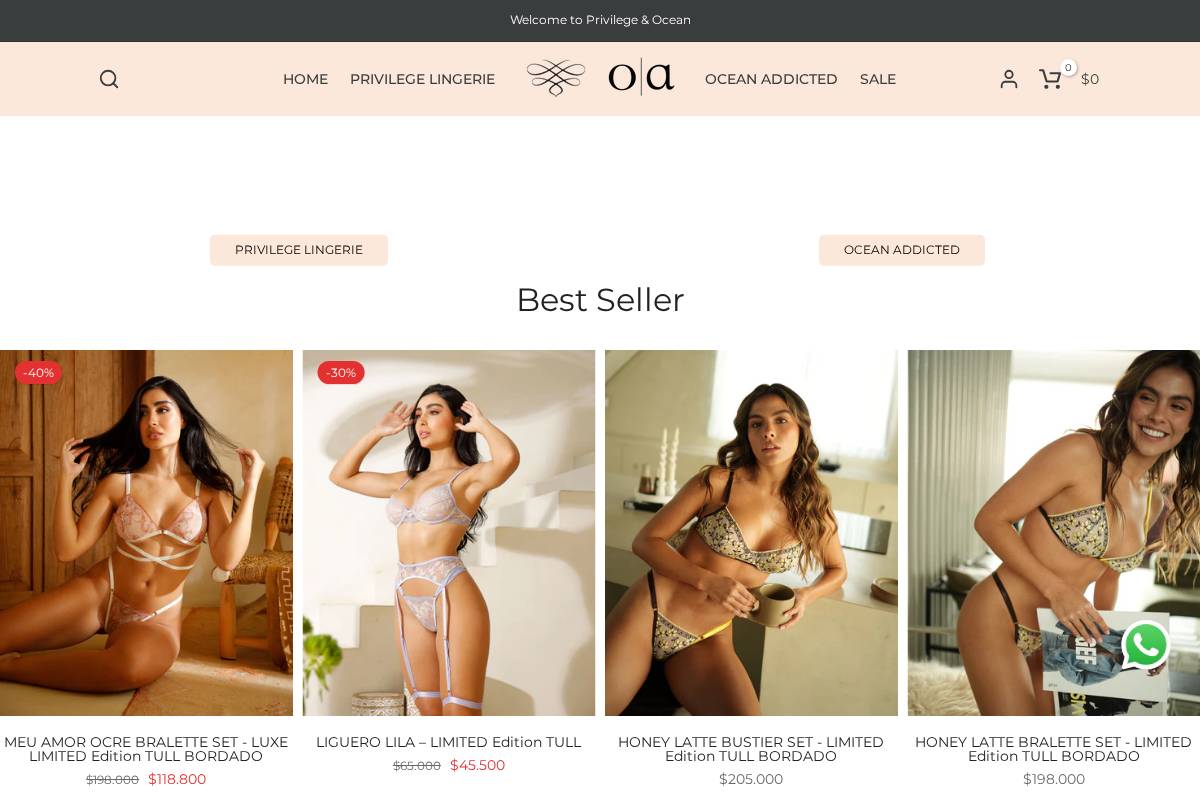 privilegelingerie.com.co homepage screenshot