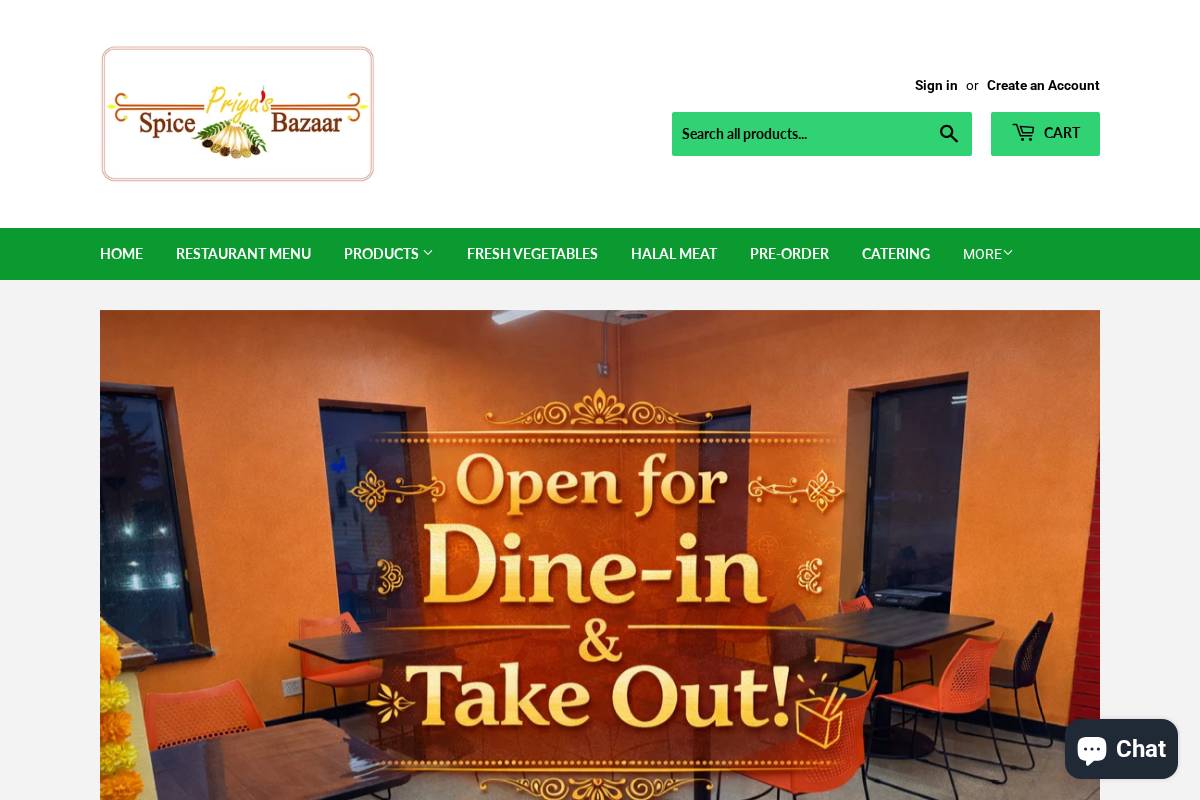 priyasspicebazaar.com homepage screenshot