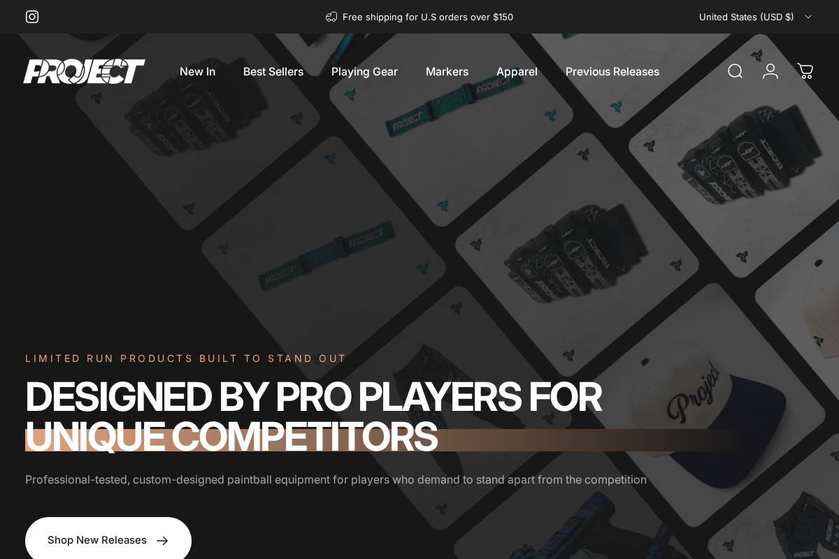 prjctpaintball.com homepage screenshot