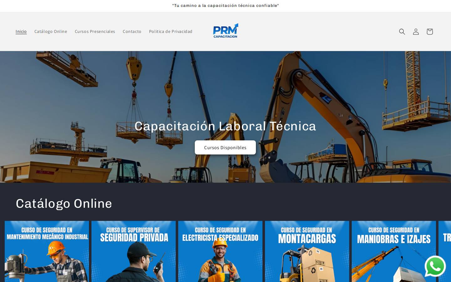 prmcapacitacion.com homepage screenshot