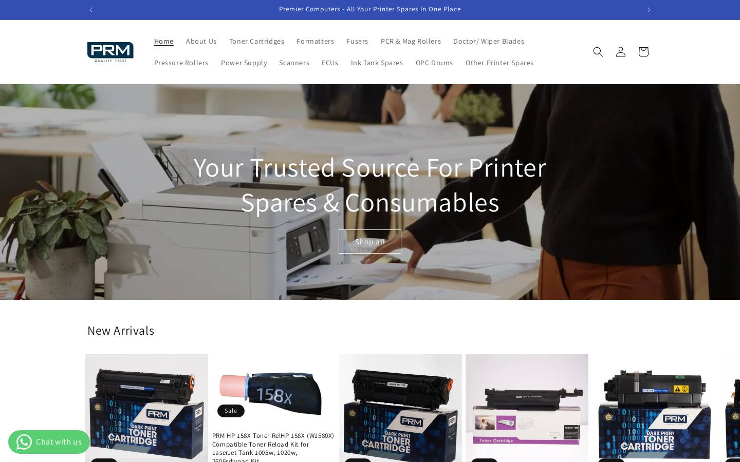 prmprinterparts.com homepage screenshot