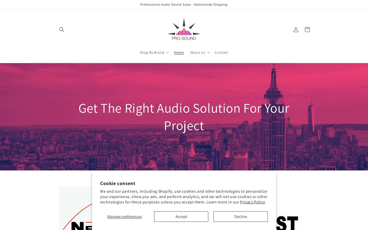 pro-sound.com homepage screenshot