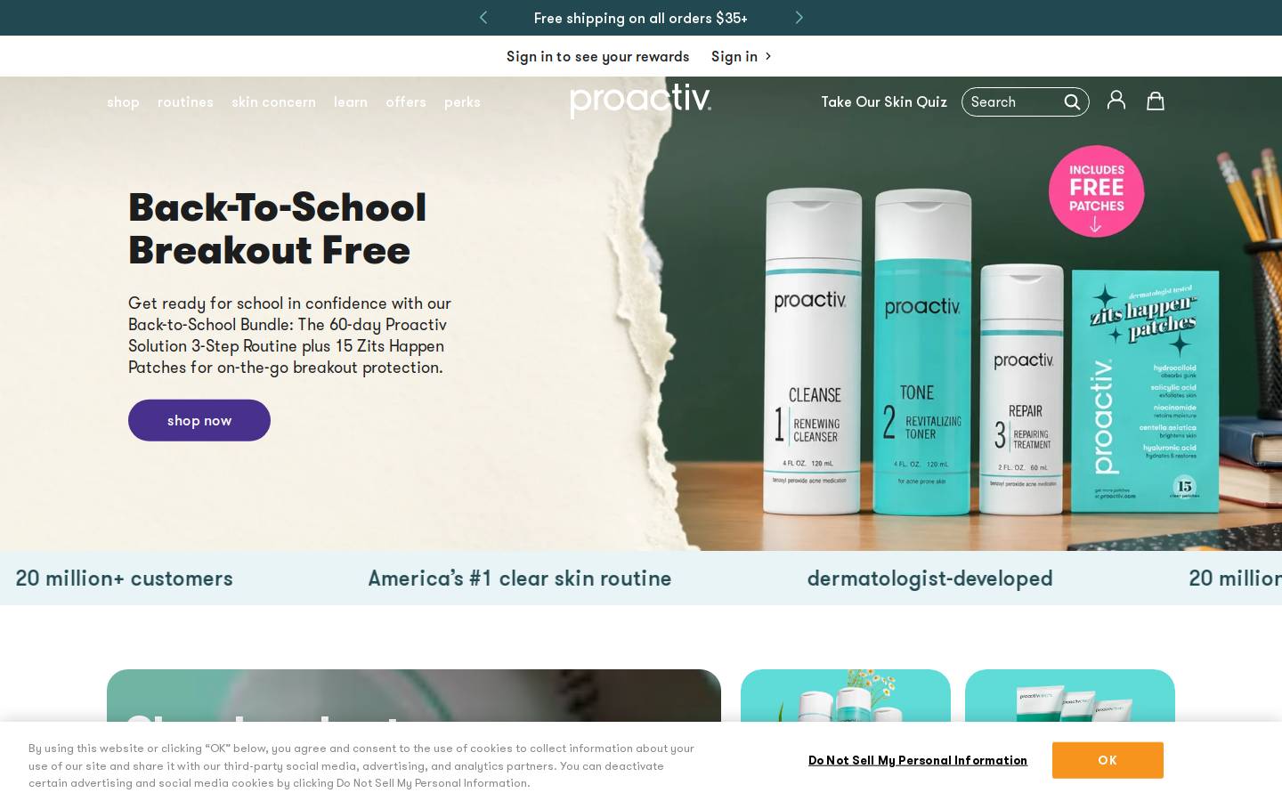 Proactiv homepage screenshot