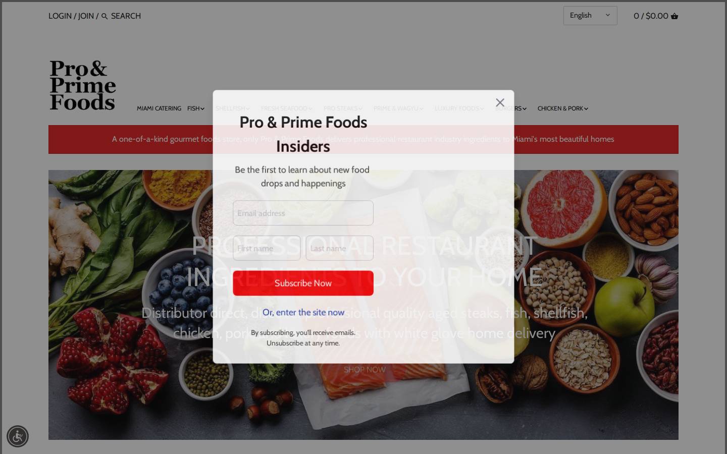 proandprimefoods.com homepage screenshot