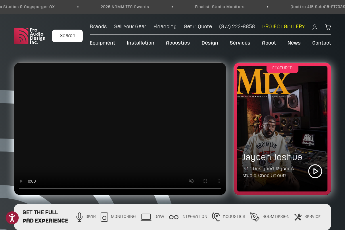 Professional Audio Design, Inc homepage screenshot