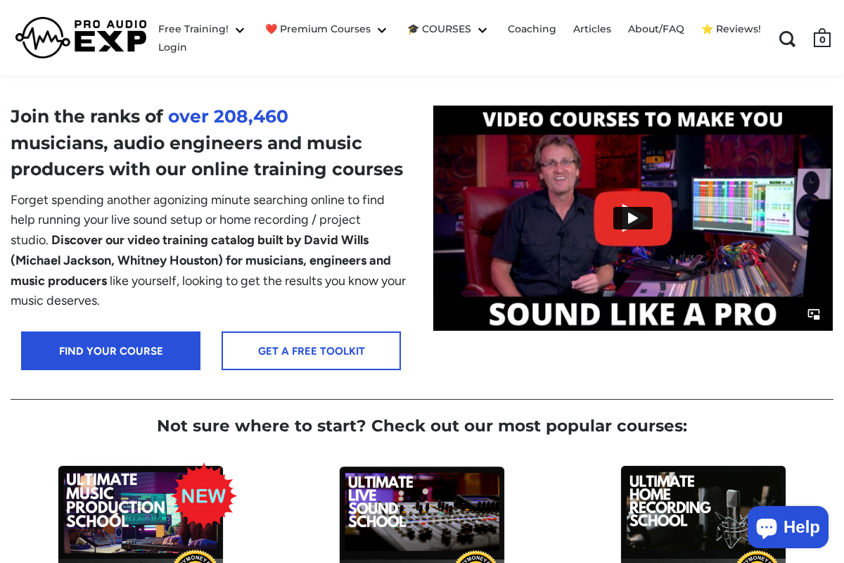 Proaudioexp homepage screenshot