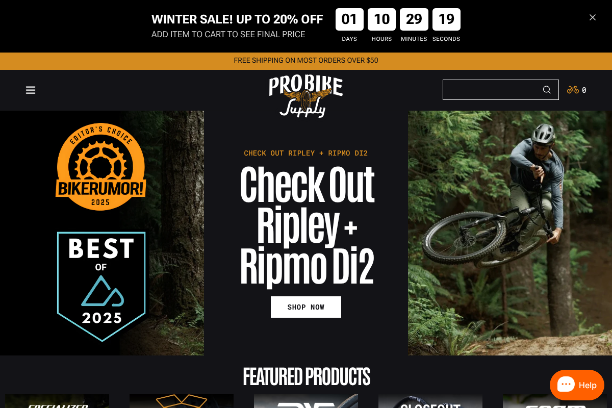 Pro Bike Supply homepage screenshot