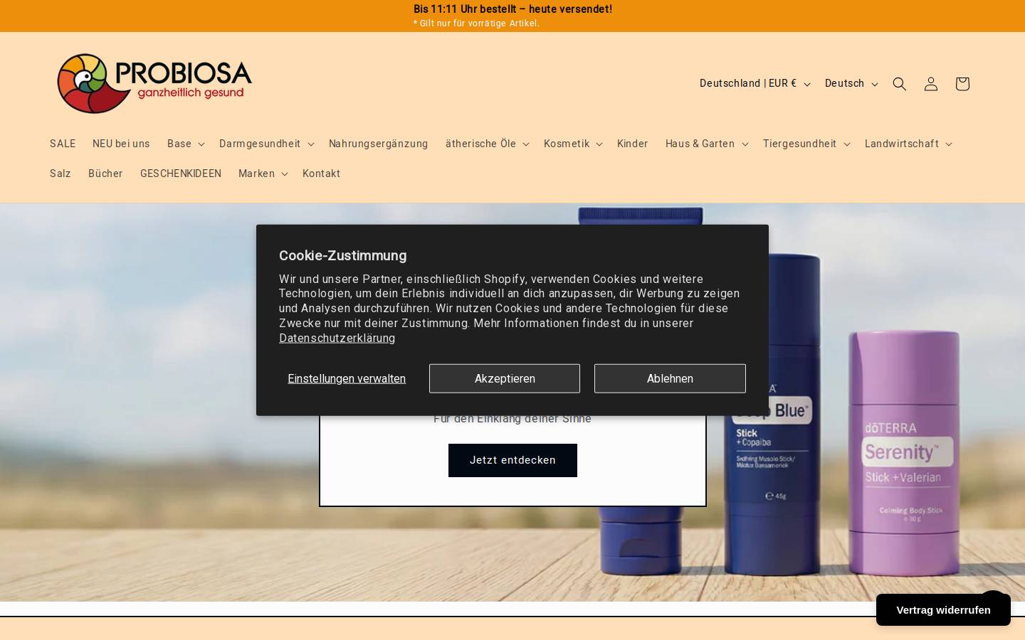 probiosa-shop.de homepage screenshot