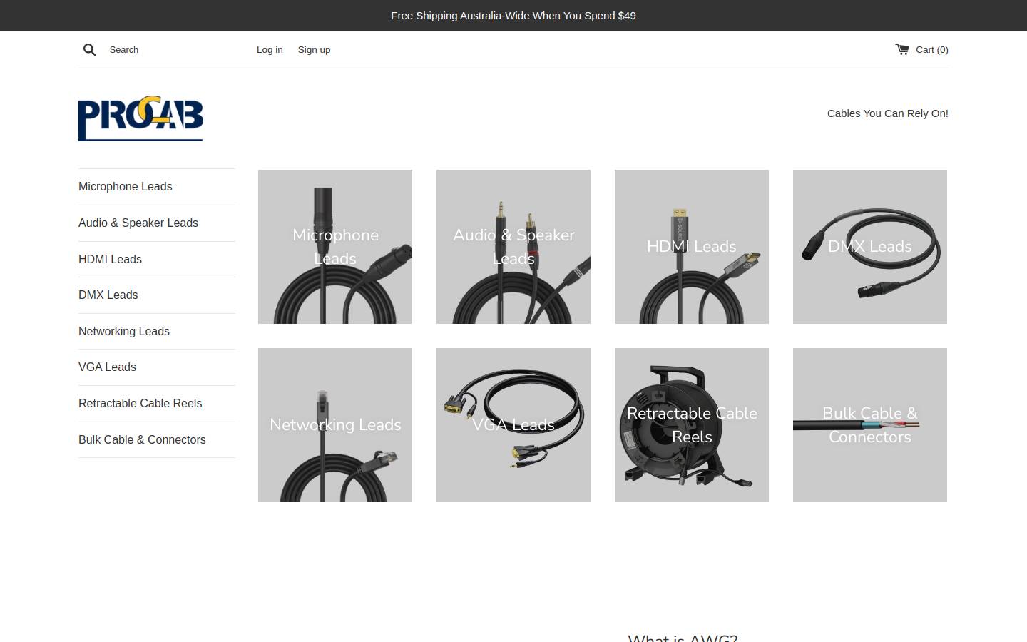 procabcables.com.au homepage screenshot