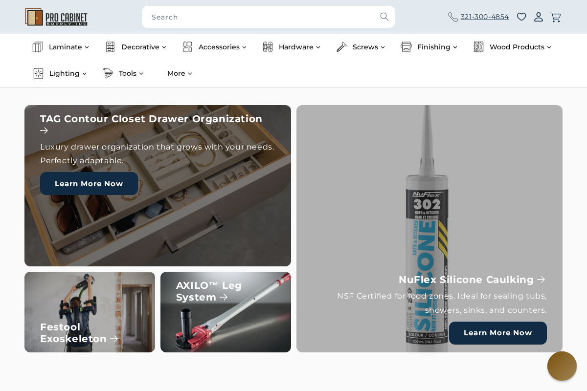 Pro Cabinet Supply homepage screenshot