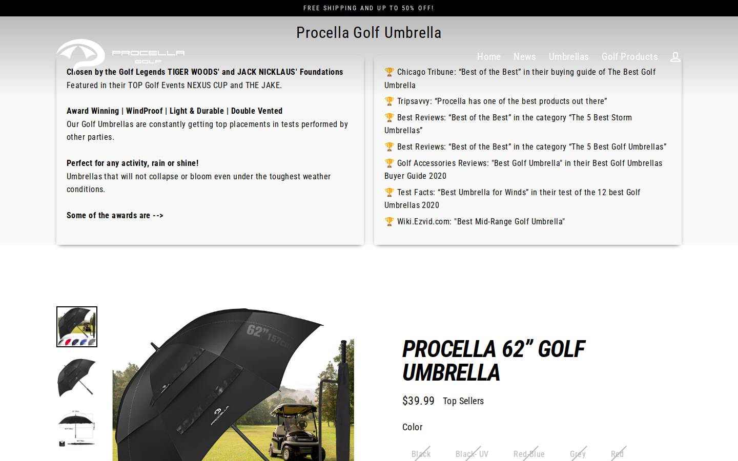 procellagolf.com homepage screenshot