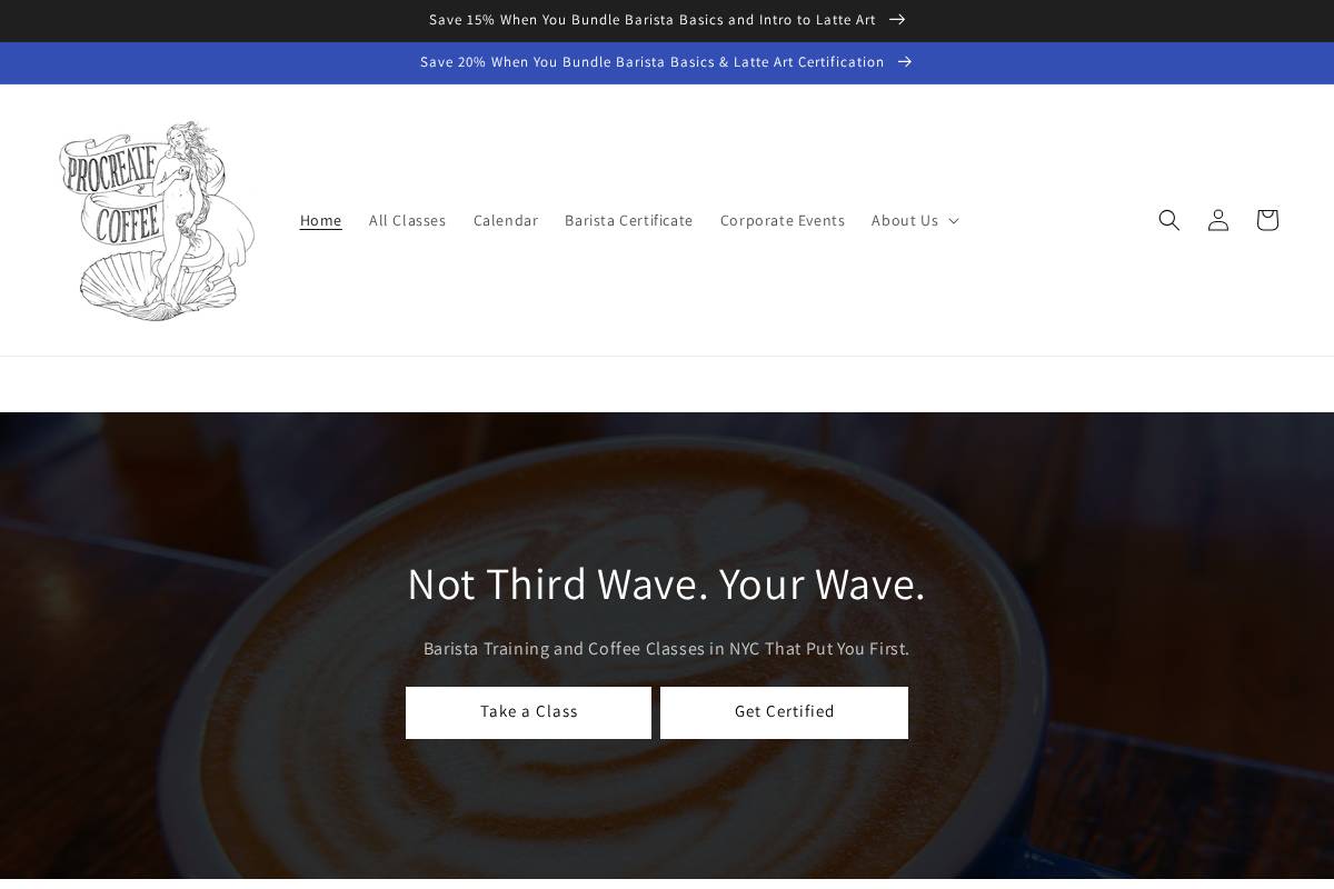 Procreate Coffee homepage screenshot