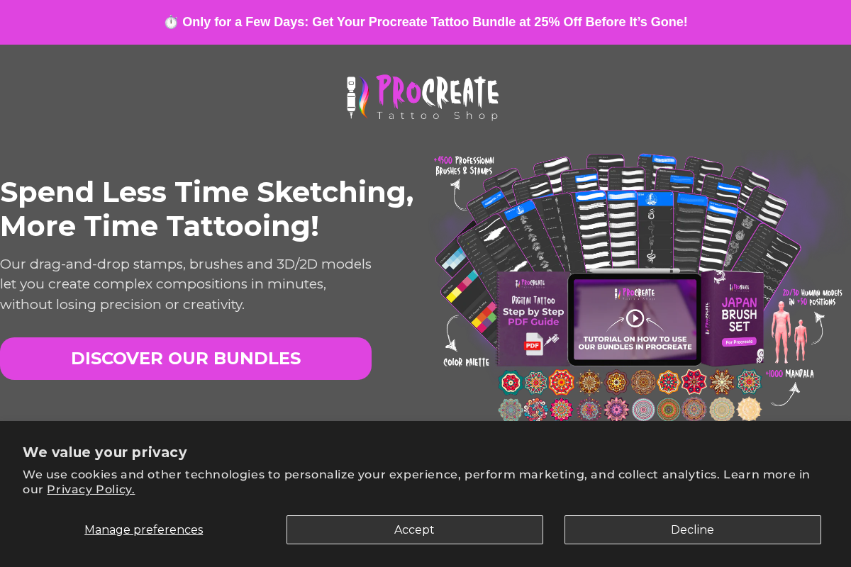 ProcreateTattooShop homepage screenshot