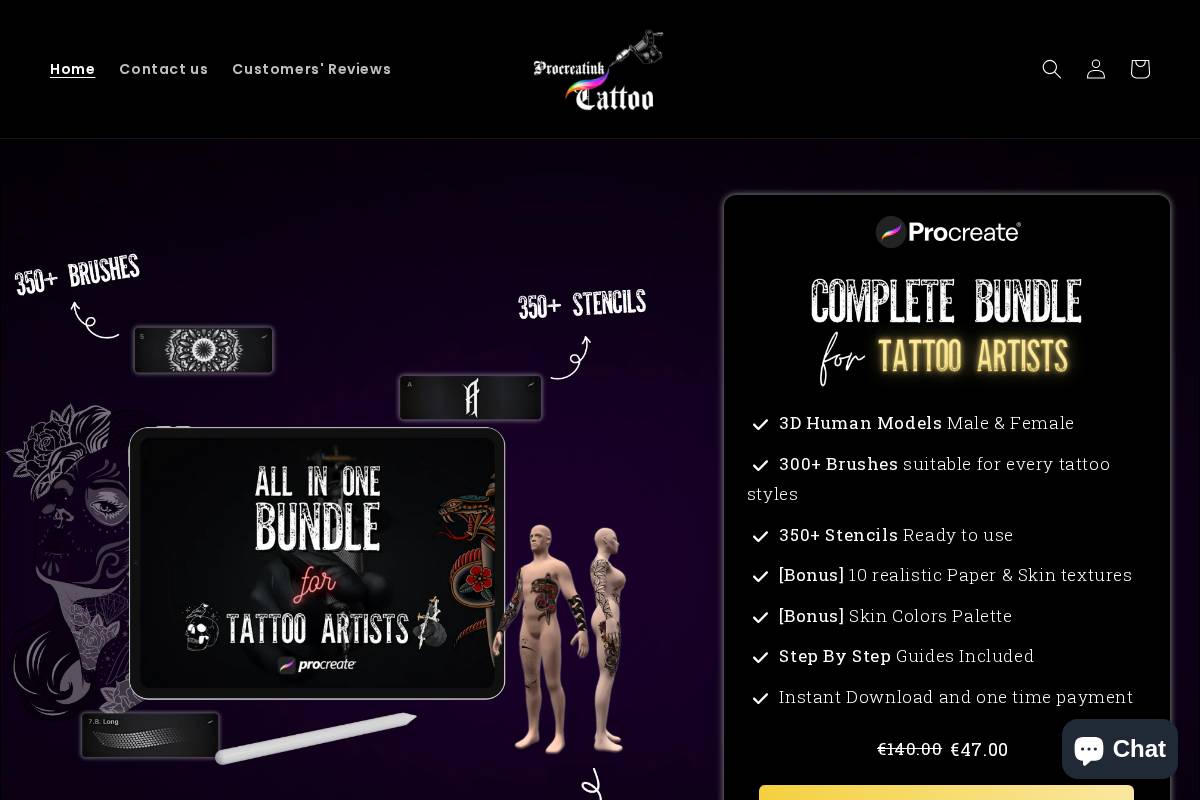 procreatinktattoo.com homepage screenshot