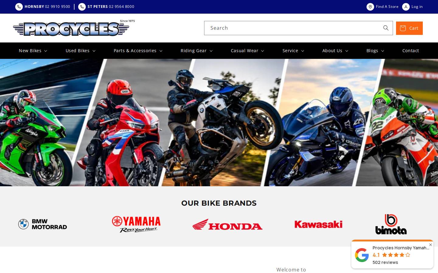 procycles.com.au homepage screenshot