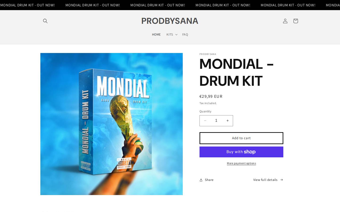 prodbysana.com homepage screenshot