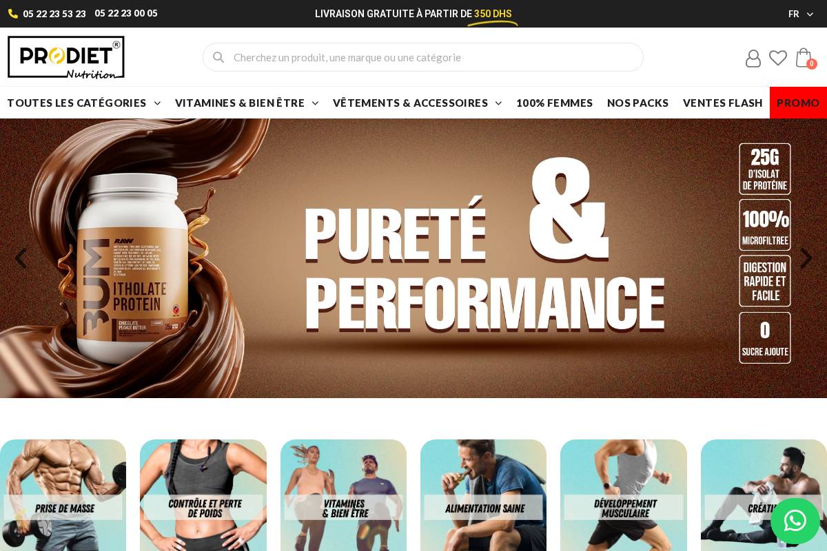 prodietnutrition.ma homepage screenshot