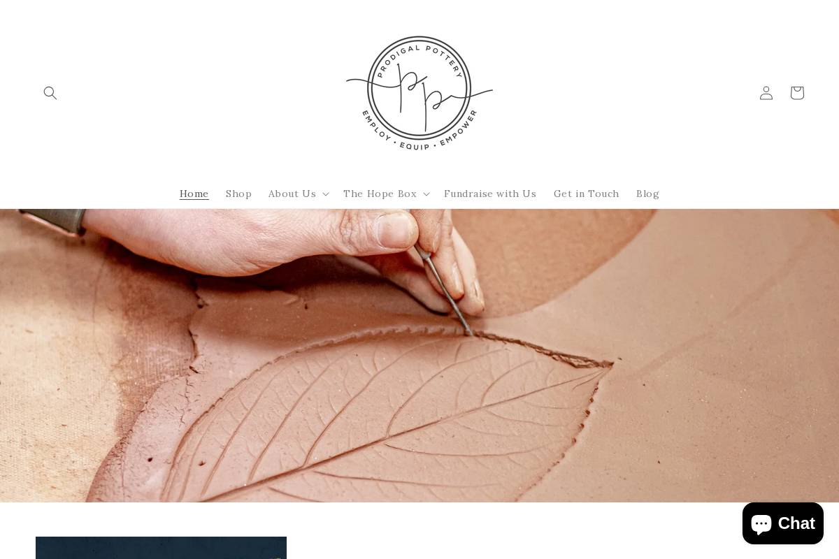 prodigalpottery.com homepage screenshot