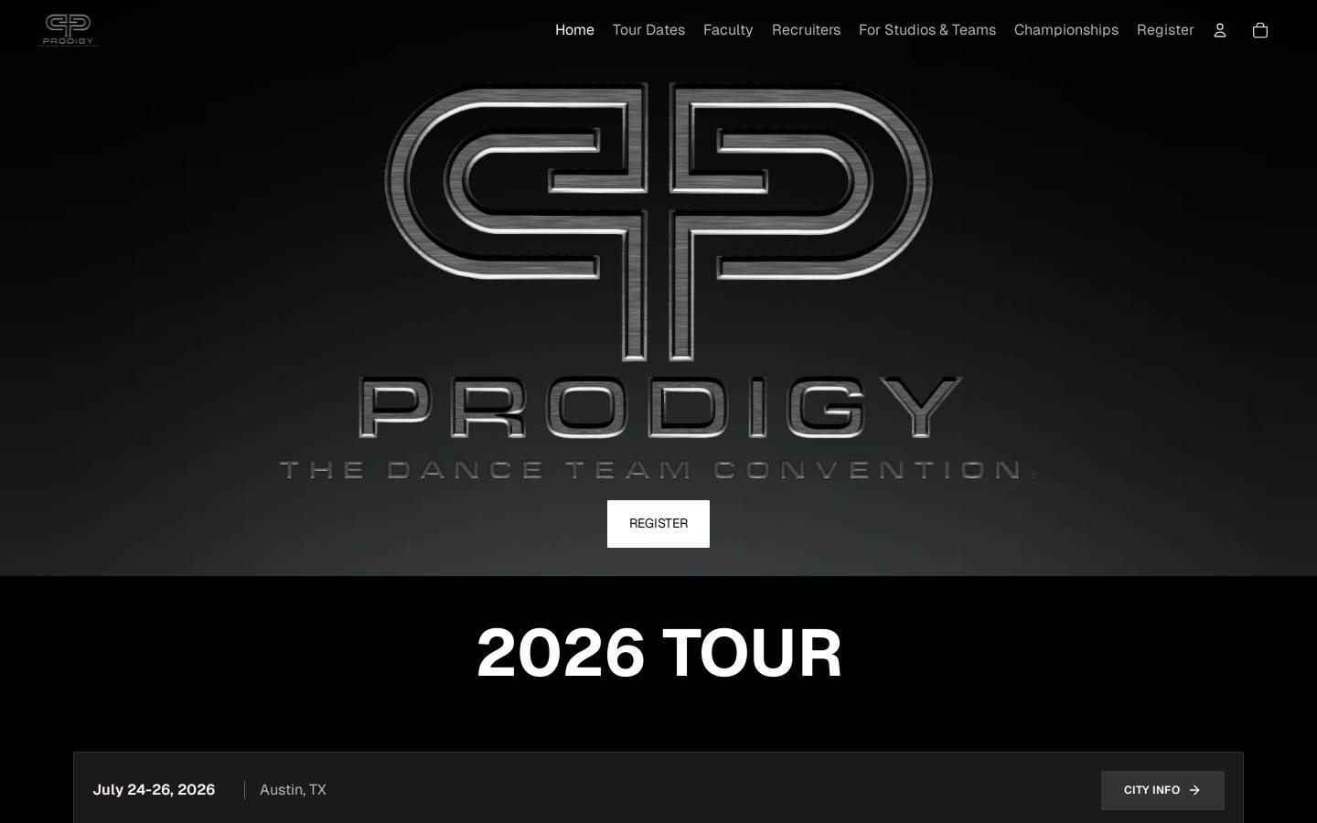 prodigydanceconvention.com homepage screenshot
