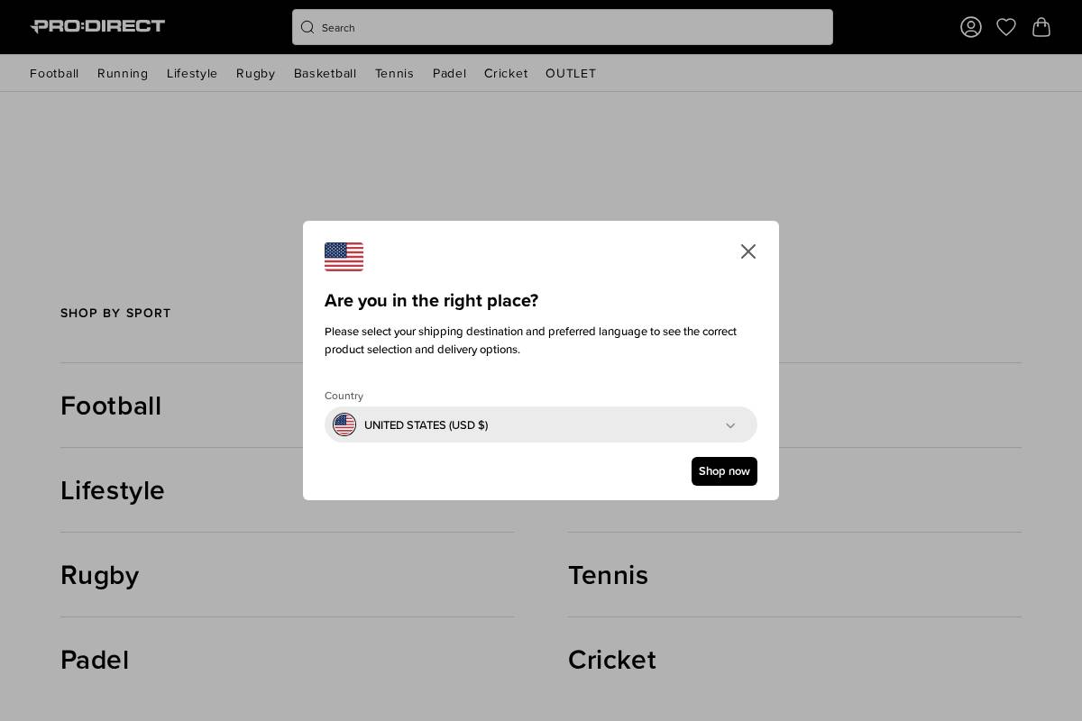 Pro:Direct Sport homepage screenshot