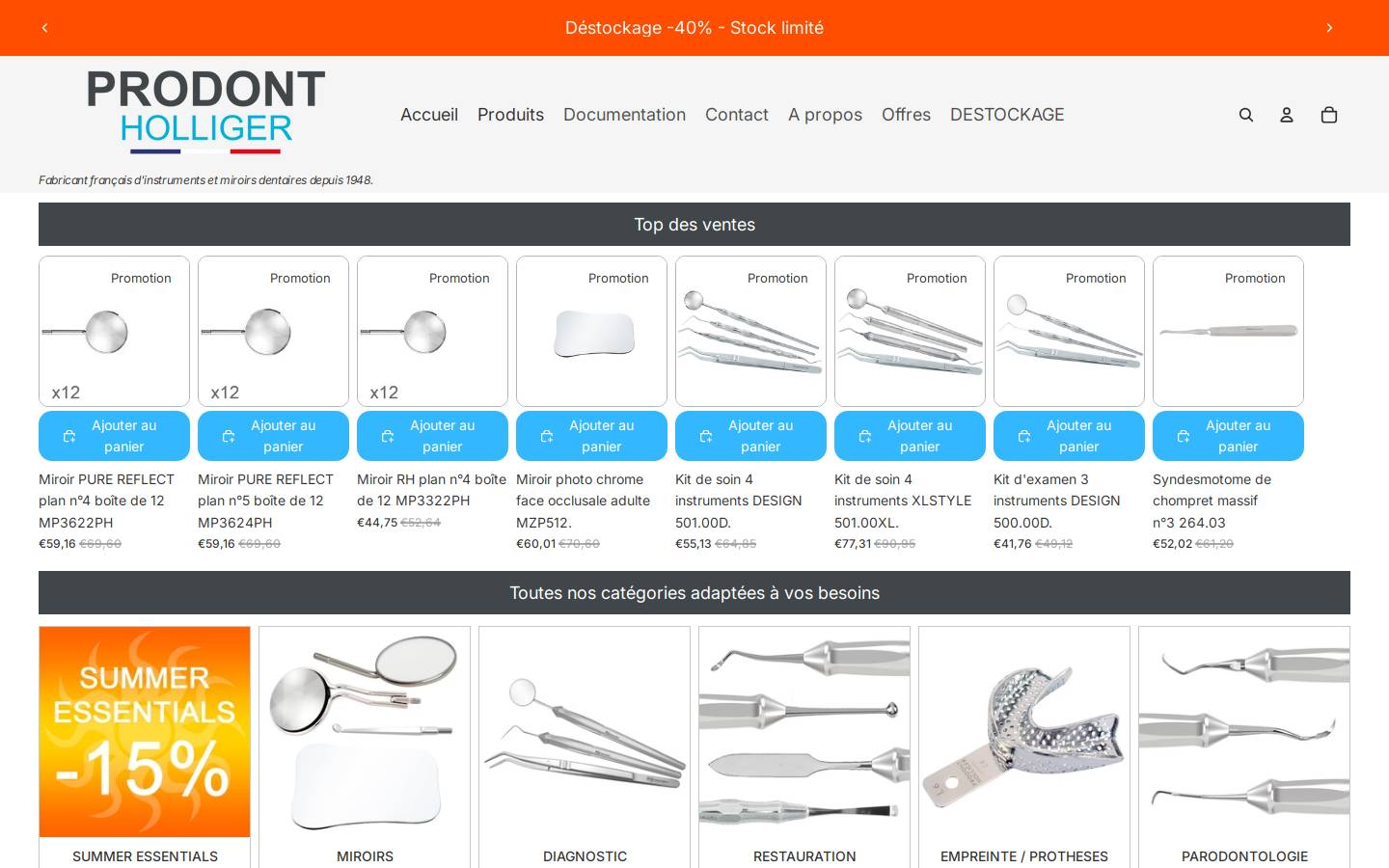 prodont-holliger.fr homepage screenshot