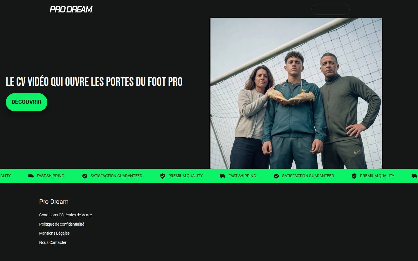 prodream.co homepage screenshot