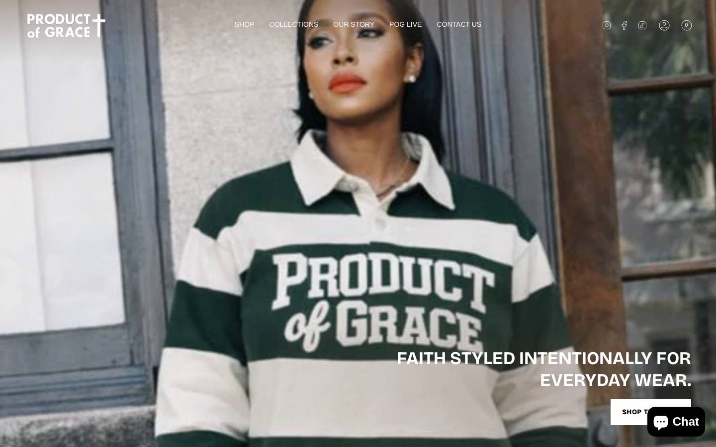 productofgraceapparelco.com homepage screenshot
