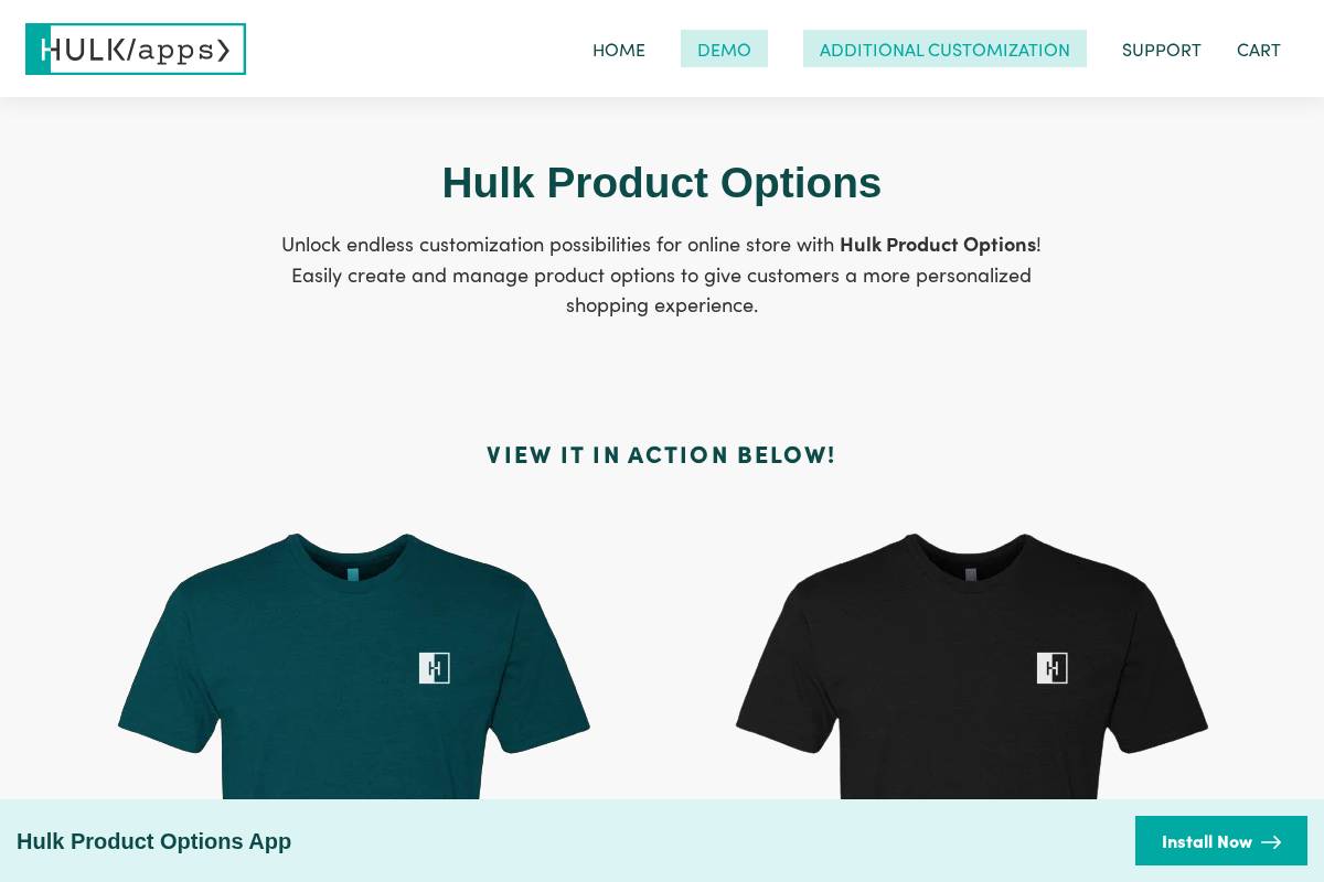 productoptions.hulkapps.store homepage screenshot