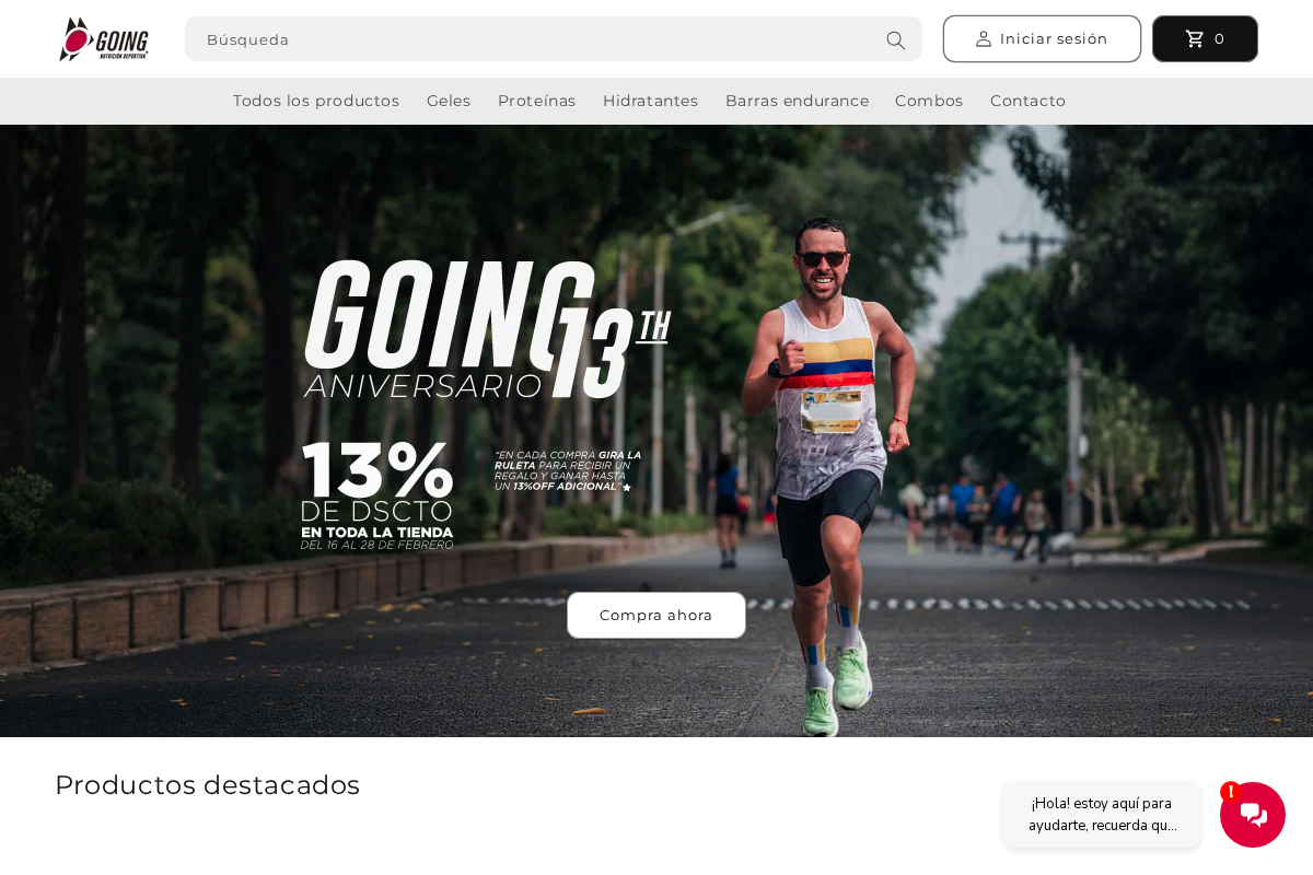 ProductosGoing homepage screenshot