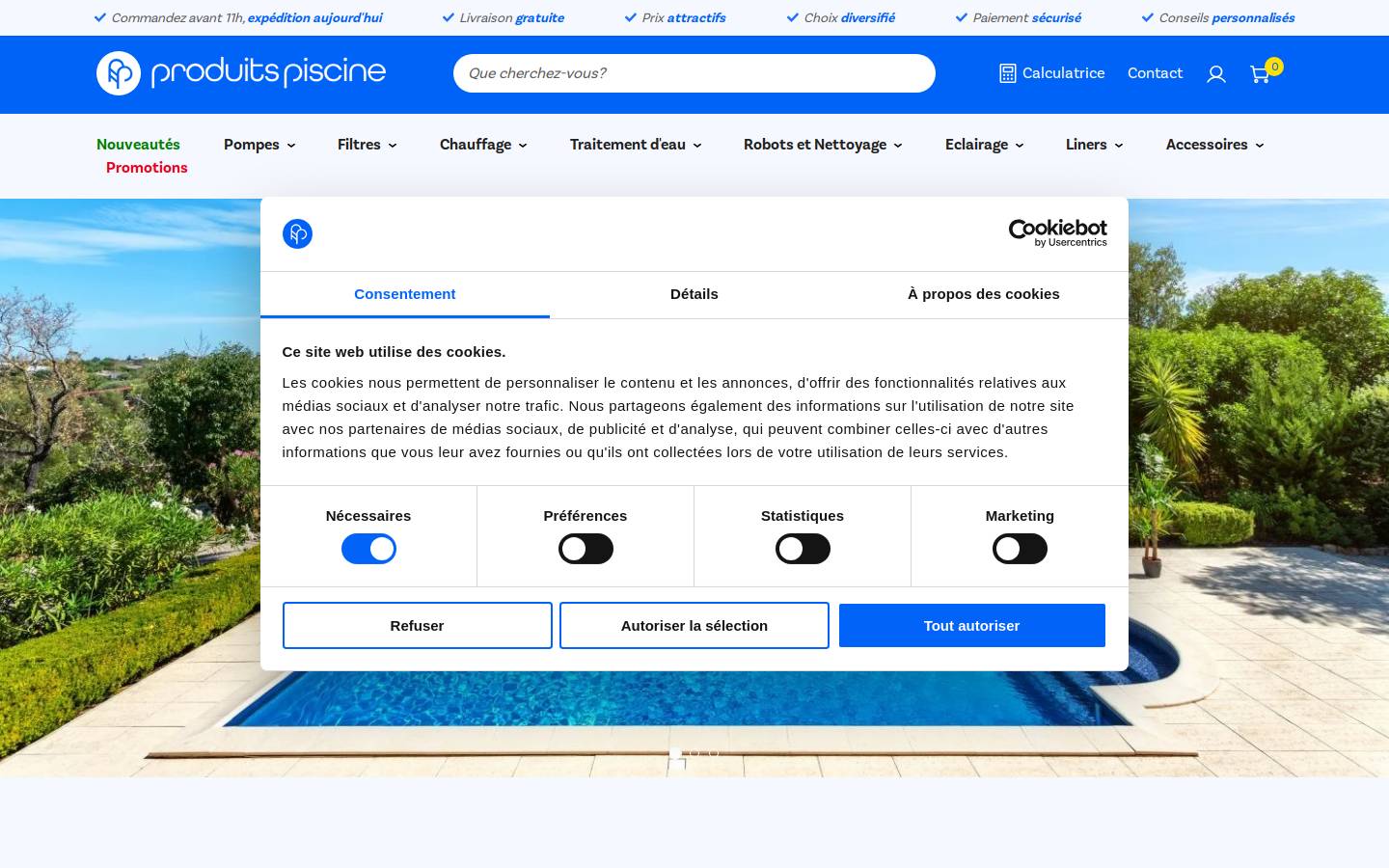 produitspiscine.fr homepage screenshot