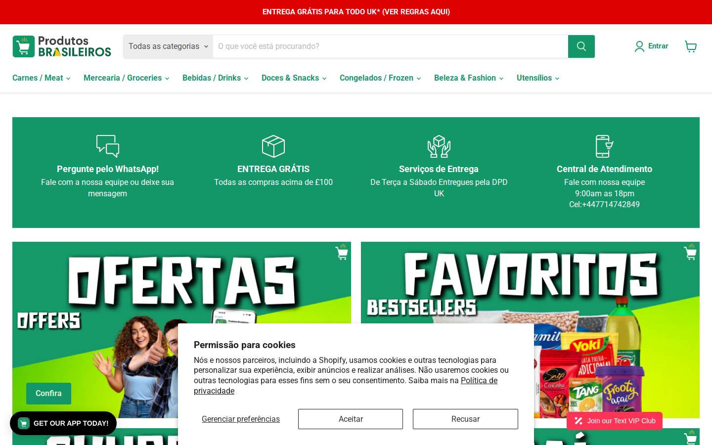 PRODUTOS BRASILEIROS homepage screenshot