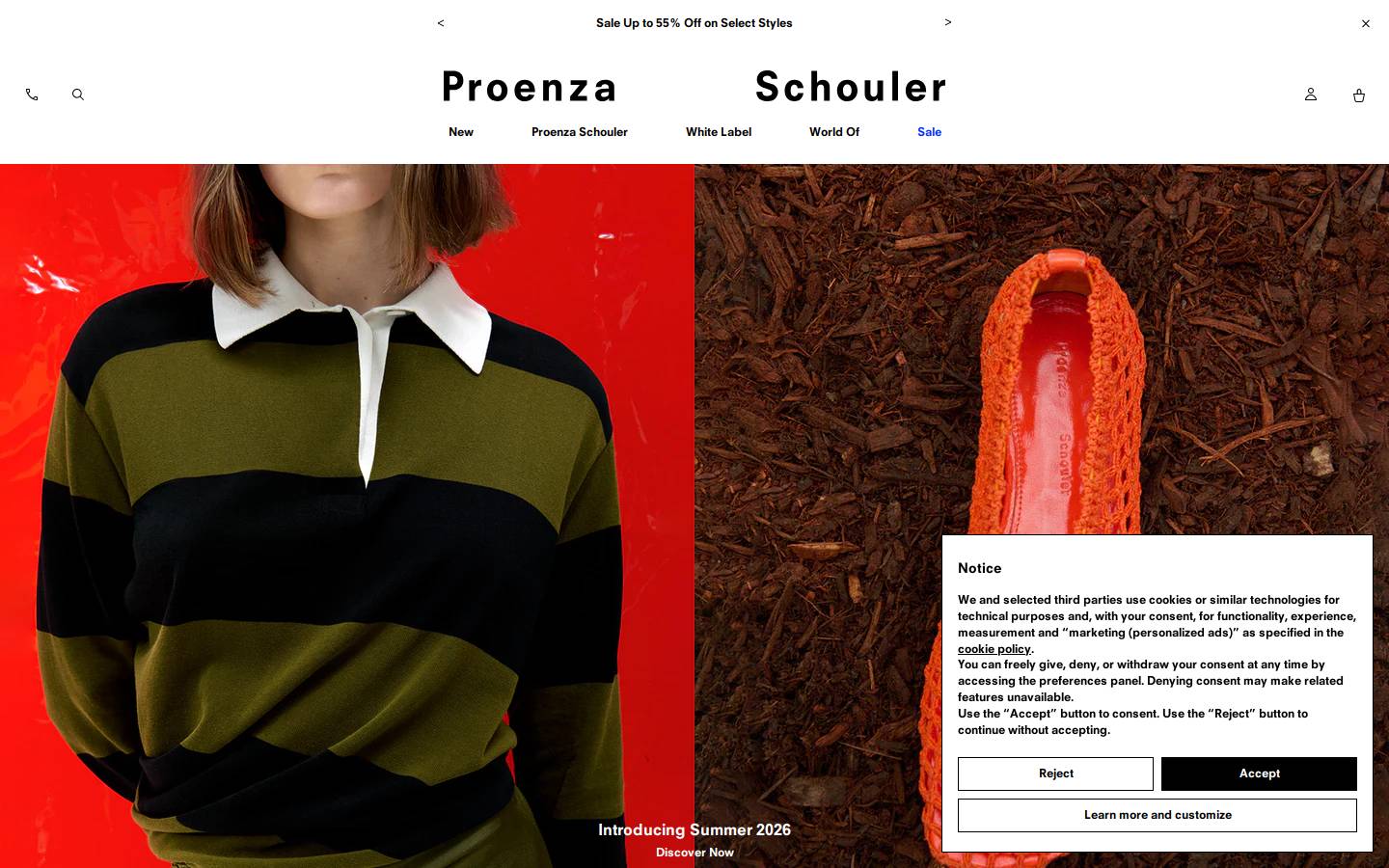 Proenza Schouler homepage screenshot